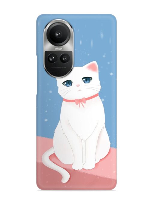 Cute White Cat Snap Case for Oppo Reno 10 Pro (5G) Zapvi