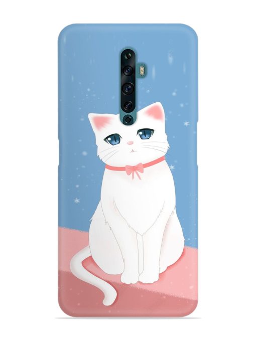 Cute White Cat Snap Case for Oppo Reno 2F