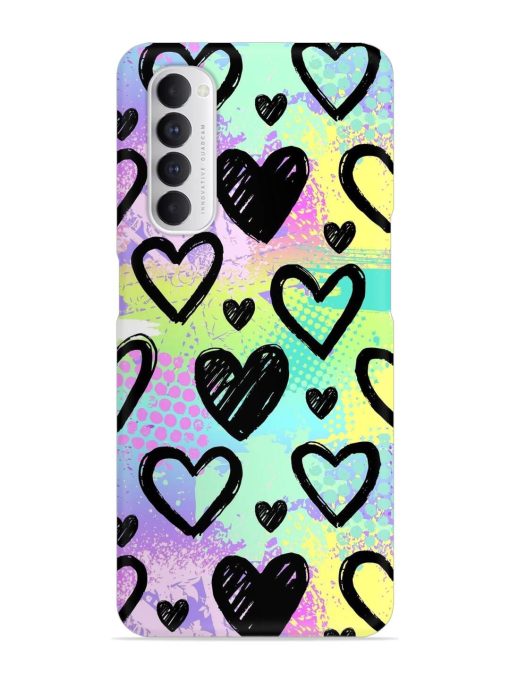 Bright Pattern Hearts Snap Case for Oppo Reno 4 Pro Zapvi