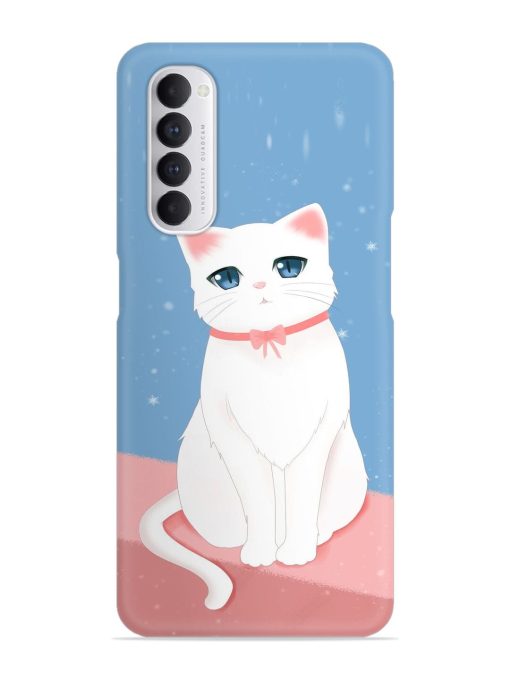 Cute White Cat Snap Case for Oppo Reno 4 Pro Zapvi