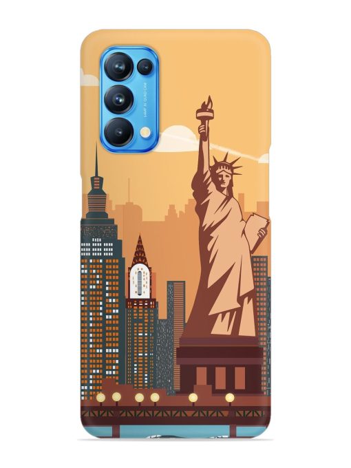 New York Statue Of Liberty Architectural Scenery Snap Case for Oppo Reno 5 Zapvi