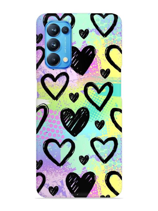 Bright Pattern Hearts Snap Case for Oppo Reno 5 Zapvi