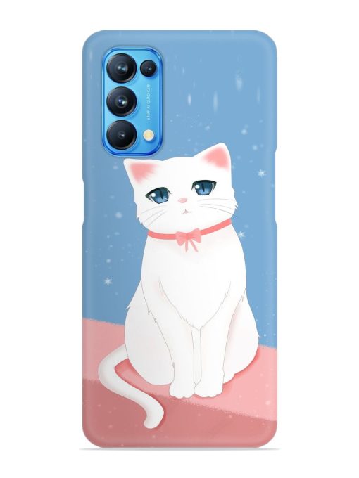 Cute White Cat Snap Case for Oppo Reno 5 Zapvi