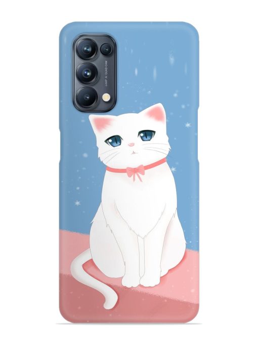 Cute White Cat Snap Case for Oppo Reno 5 Pro (5G) Zapvi