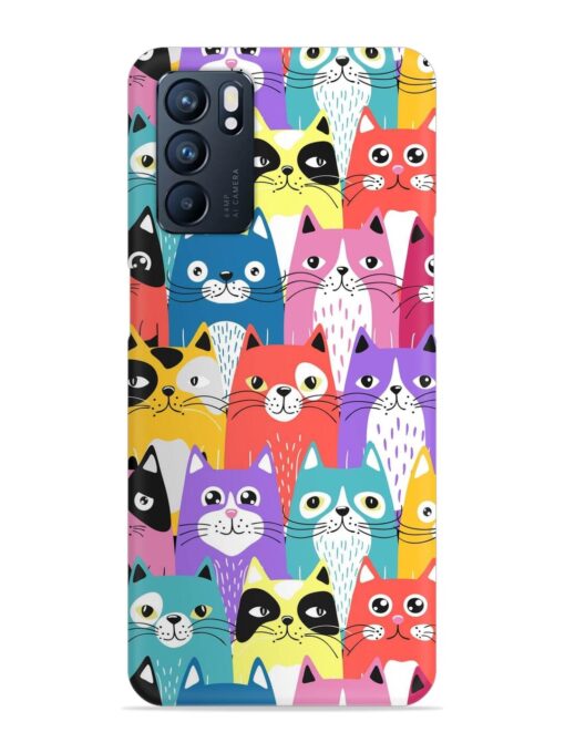 Funny Cartoon Cats Snap Case for Oppo Reno 6 (5G) Zapvi