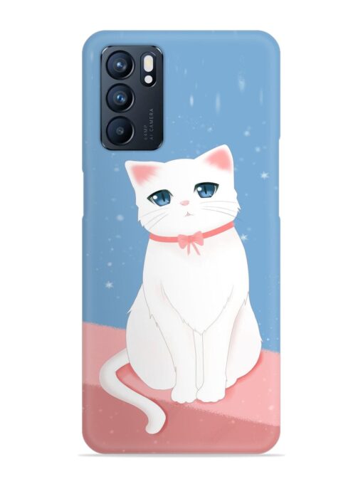 Cute White Cat Snap Case for Oppo Reno 6 (5G) Zapvi