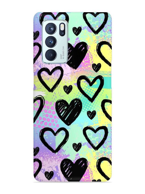 Bright Pattern Hearts Snap Case for Oppo Reno 6 Pro (5G) Zapvi