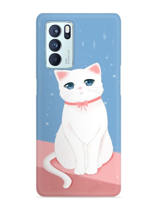 Cute White Cat Snap Case for Oppo Reno 6 Pro (5G)