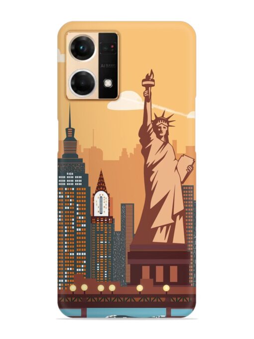 New York Statue Of Liberty Architectural Scenery Snap Case for Oppo Reno 7 (4G) Zapvi