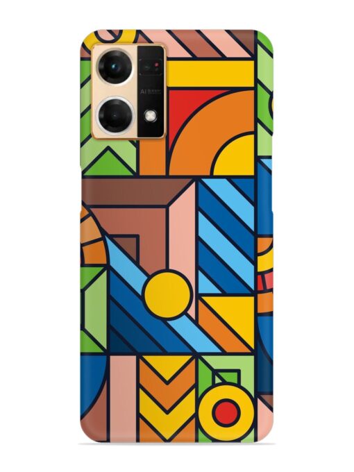 Colorful Geometric Snap Case for Oppo Reno 7 (4G) Zapvi