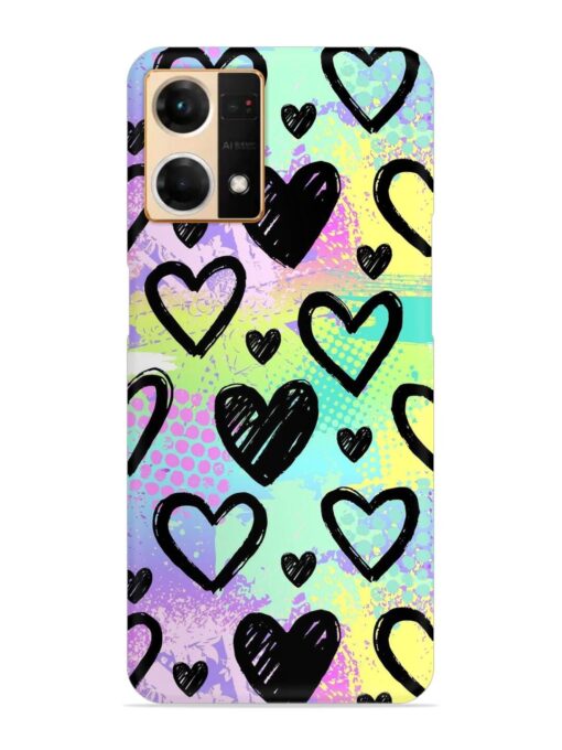 Bright Pattern Hearts Snap Case for Oppo Reno 7 (4G)