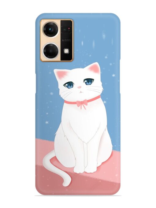 Cute White Cat Snap Case for Oppo Reno 7 (4G)