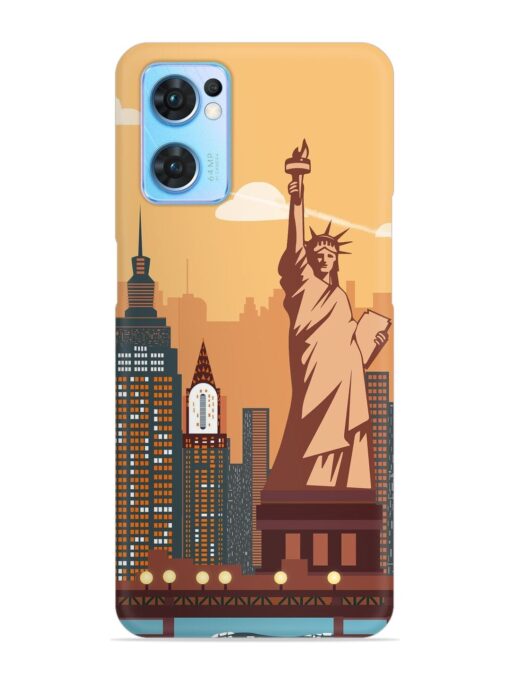 New York Statue Of Liberty Architectural Scenery Snap Case for Oppo Reno 7 (5G) Zapvi