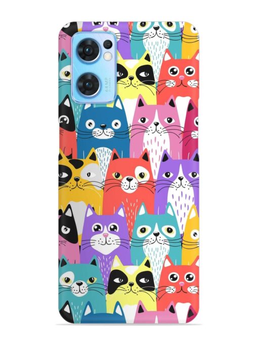 Funny Cartoon Cats Snap Case for Oppo Reno 7 (5G) Zapvi