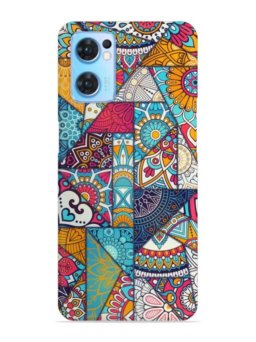 Patchwork Pattern Vintage Snap Case for Oppo Reno 7 (5G)