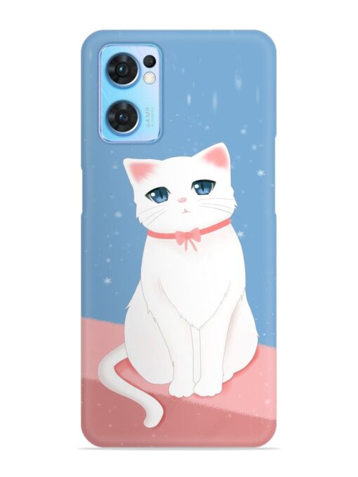 Cute White Cat Snap Case for Oppo Reno 7 (5G) Zapvi