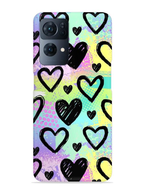 Bright Pattern Hearts Snap Case for Oppo Reno 7 Pro (5G) Zapvi