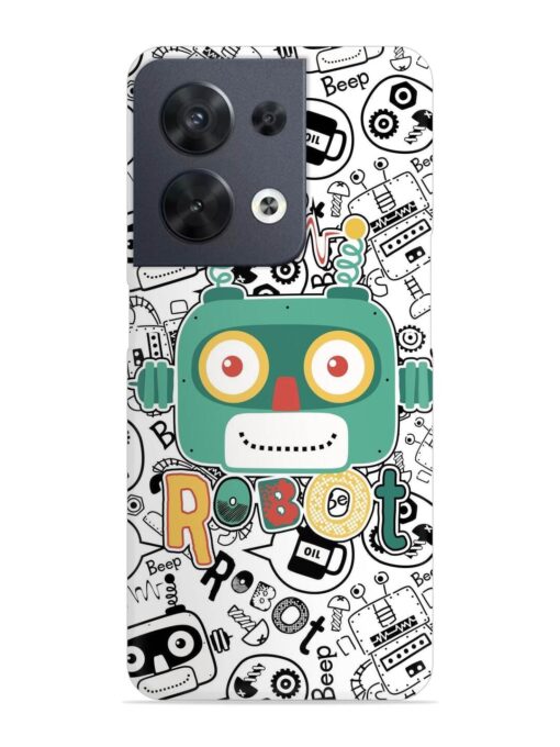 Robot Modern Seamless Pattern Snap Case for Oppo Reno 8 (5G) Zapvi