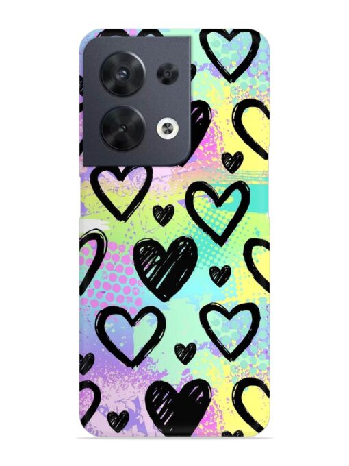 Bright Pattern Hearts Snap Case for Oppo Reno 8 (5G) Zapvi