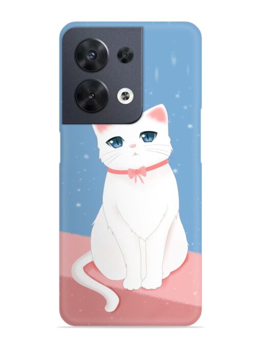 Cute White Cat Snap Case for Oppo Reno 8 (5G) Zapvi