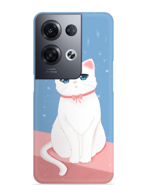 Cute White Cat Snap Case for Oppo Reno 8 Pro (5G) Zapvi