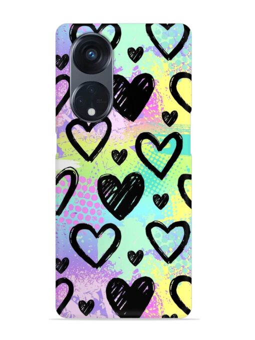 Bright Pattern Hearts Snap Case for Oppo Reno 8T (5G) Zapvi