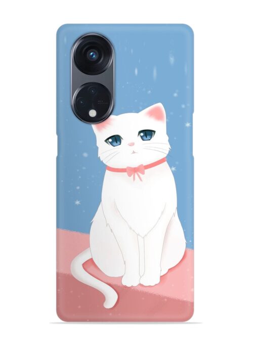 Cute White Cat Snap Case for Oppo Reno 8T (5G) Zapvi