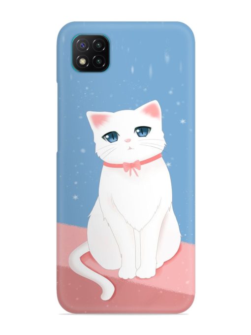 Cute White Cat Snap Case for Poco C3 Zapvi