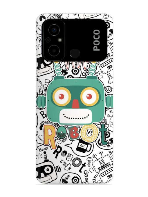 Robot Modern Seamless Pattern Snap Case for Poco C55 Zapvi