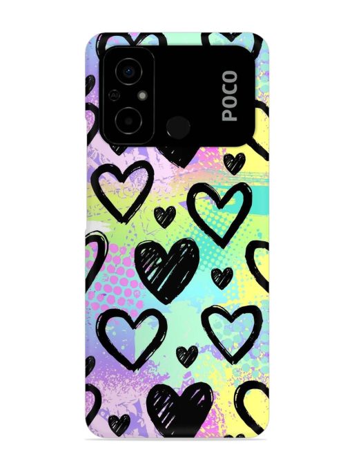 Bright Pattern Hearts Snap Case for Poco C55 Zapvi