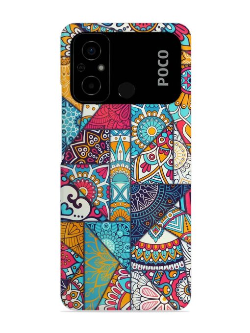 Patchwork Pattern Vintage Snap Case for Poco C55 Zapvi