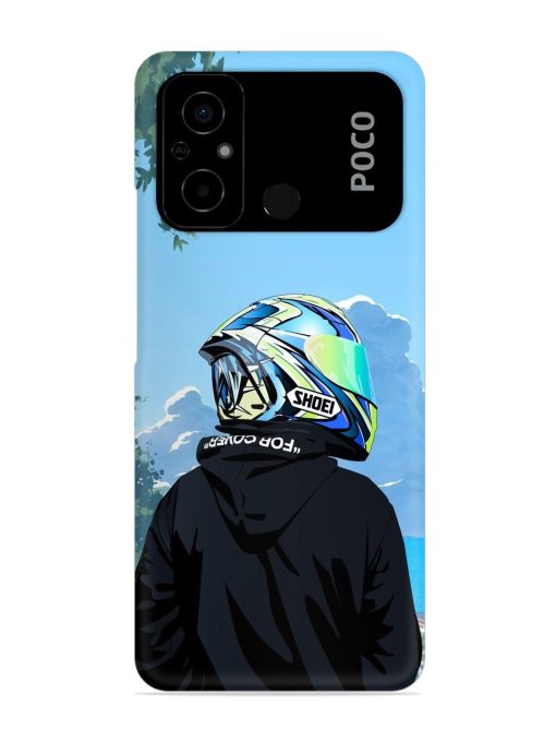 Rider With Helmet Snap Case for Poco C55 Zapvi