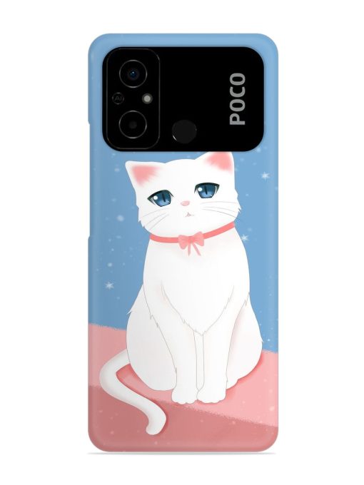 Cute White Cat Snap Case for Poco C55 Zapvi