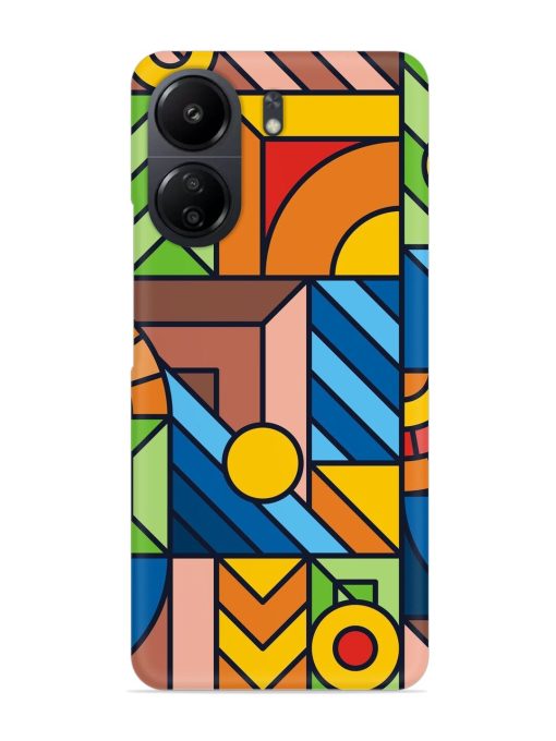 Colorful Geometric Snap Case for Poco C65 Zapvi