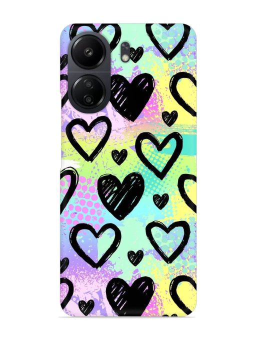 Bright Pattern Hearts Snap Case for Poco C65 Zapvi