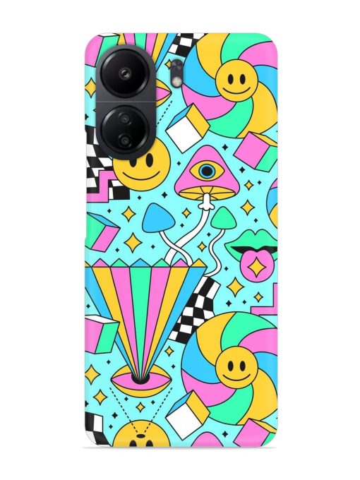 Trippy Rainbow 60S Snap Case for Poco C65 Zapvi