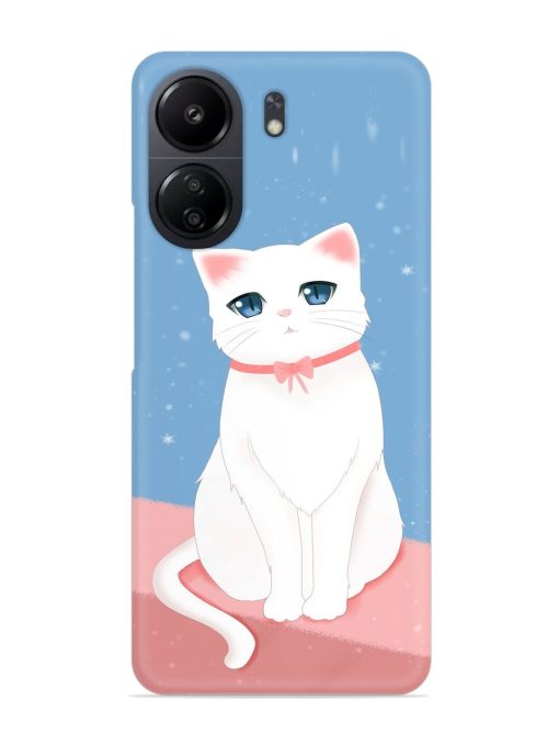 Cute White Cat Snap Case for Poco C65 Zapvi