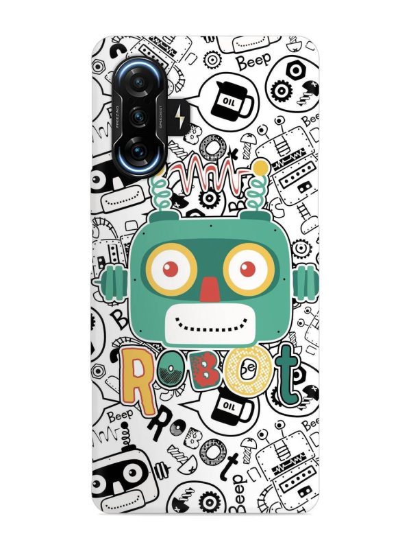 Robot Modern Seamless Pattern Snap Case for Poco F3 Gt (5G) Zapvi