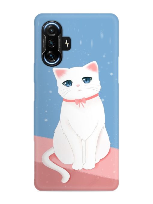 Cute White Cat Snap Case for Poco F3 Gt (5G) Zapvi