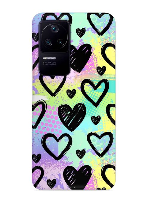 Bright Pattern Hearts Snap Case for Poco F4 (5G) Zapvi