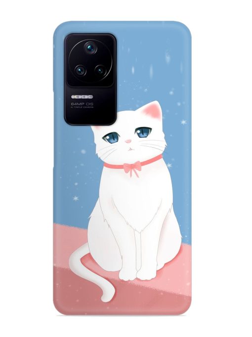 Cute White Cat Snap Case for Poco F4 (5G) Zapvi