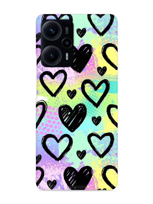 Bright Pattern Hearts Snap Case for Poco F5 (5G) Zapvi