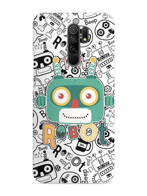 Robot Modern Seamless Pattern Snap Case for Poco M2 Zapvi