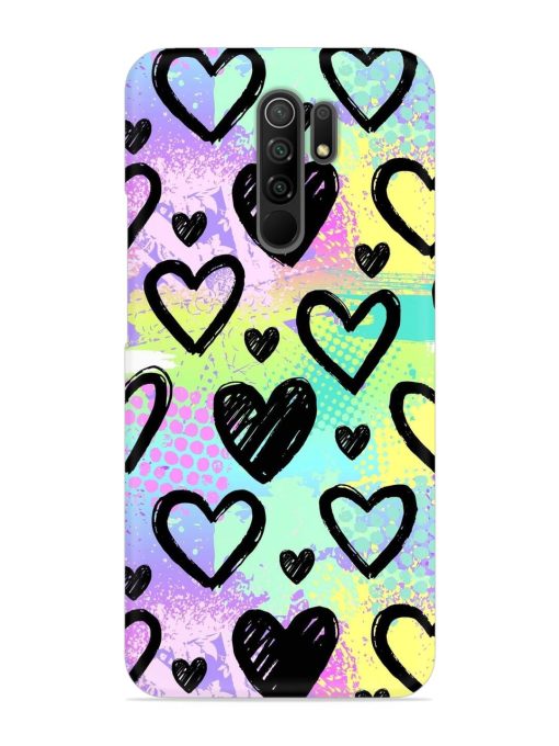 Bright Pattern Hearts Snap Case for Poco M2 Reloaded Zapvi