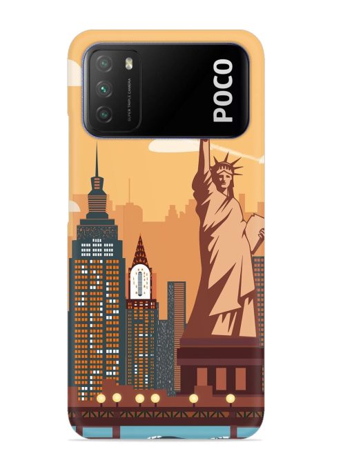 New York Statue Of Liberty Architectural Scenery Snap Case for Poco M3 Zapvi