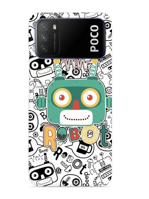 Robot Modern Seamless Pattern Snap Case for Poco M3 Zapvi