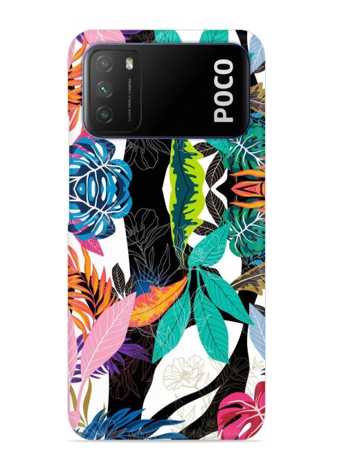 Floral Pattern Bright Snap Case for Poco M3 Zapvi