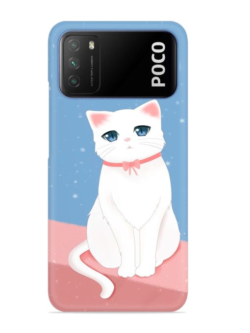 Cute White Cat Snap Case for Poco M3