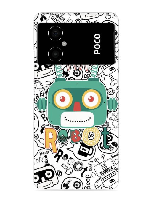 Robot Modern Seamless Pattern Snap Case for Poco M4 (5G) Zapvi