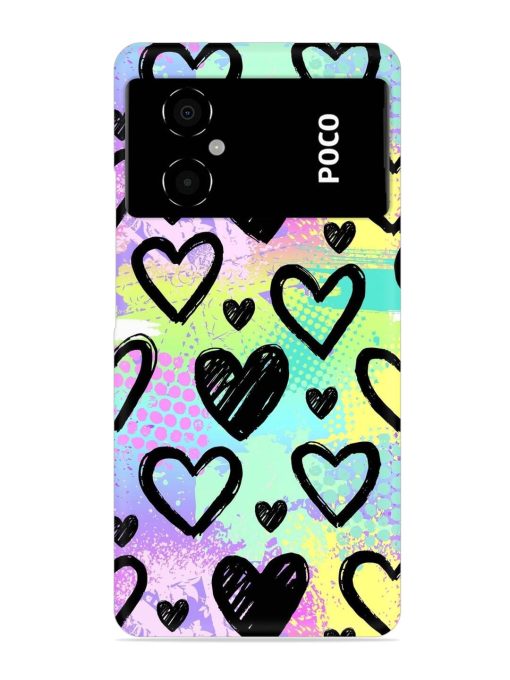 Bright Pattern Hearts Snap Case for Poco M4 (5G) Zapvi